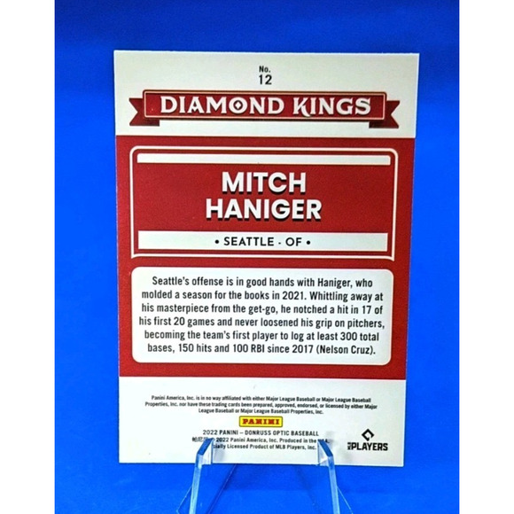 2022 PANINI DONRUSS - OPTIC BASEBALL DIAMOND KINGS MITCH HANGER CARD 12 SEATTLE - Picture 3 of 4